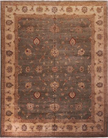Hand Made India Sultanabad 12' x 15'3" Green DK Rug