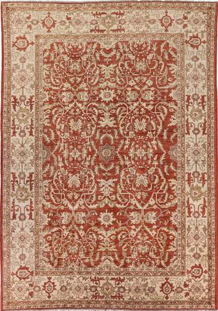 Hand Made Pakistan Sultanabad 6'6" x 8'11" Orange Rug