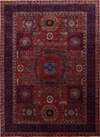 Hand Made Pakistan Mamluk 9'8" x 13'8" Orange DK Rug
