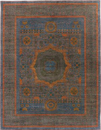 Hand Made Pakistan Mamluk 7'10" x 10'2" Blue Rug