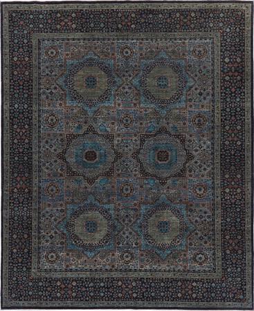 Hand Made Pakistan Mamluk 8' x 9'11" Blue LT Rug
