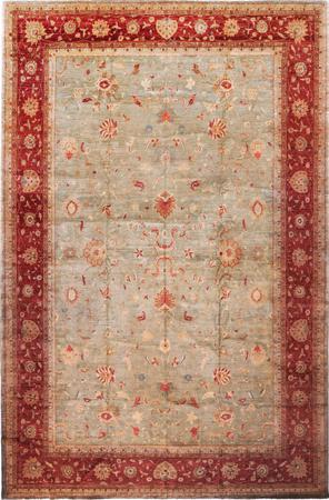Hand Made Afghanistan Oushak 11'8" x 17'6" Light Green Rug