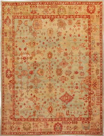 Hand Made Turkey Oushak 10'6" x 13'8" Green Rug
