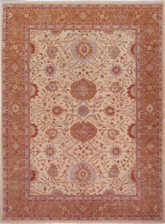 Hand Made Pakistan Oushak 13'2" x 16'10" Ivory Rug